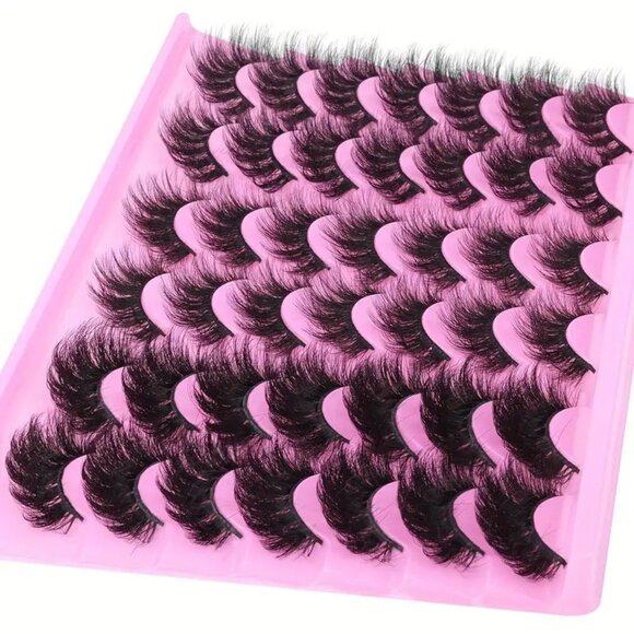 21 Pairs Natural Faux Mink False Eyelashes Fluffy Thick 3 Styles 5D Cat Eye - Picture 4 of 7
